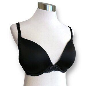 Victorias Secret 32DDD Bra Black Lace Dream Angels Push Up Padded Underwire